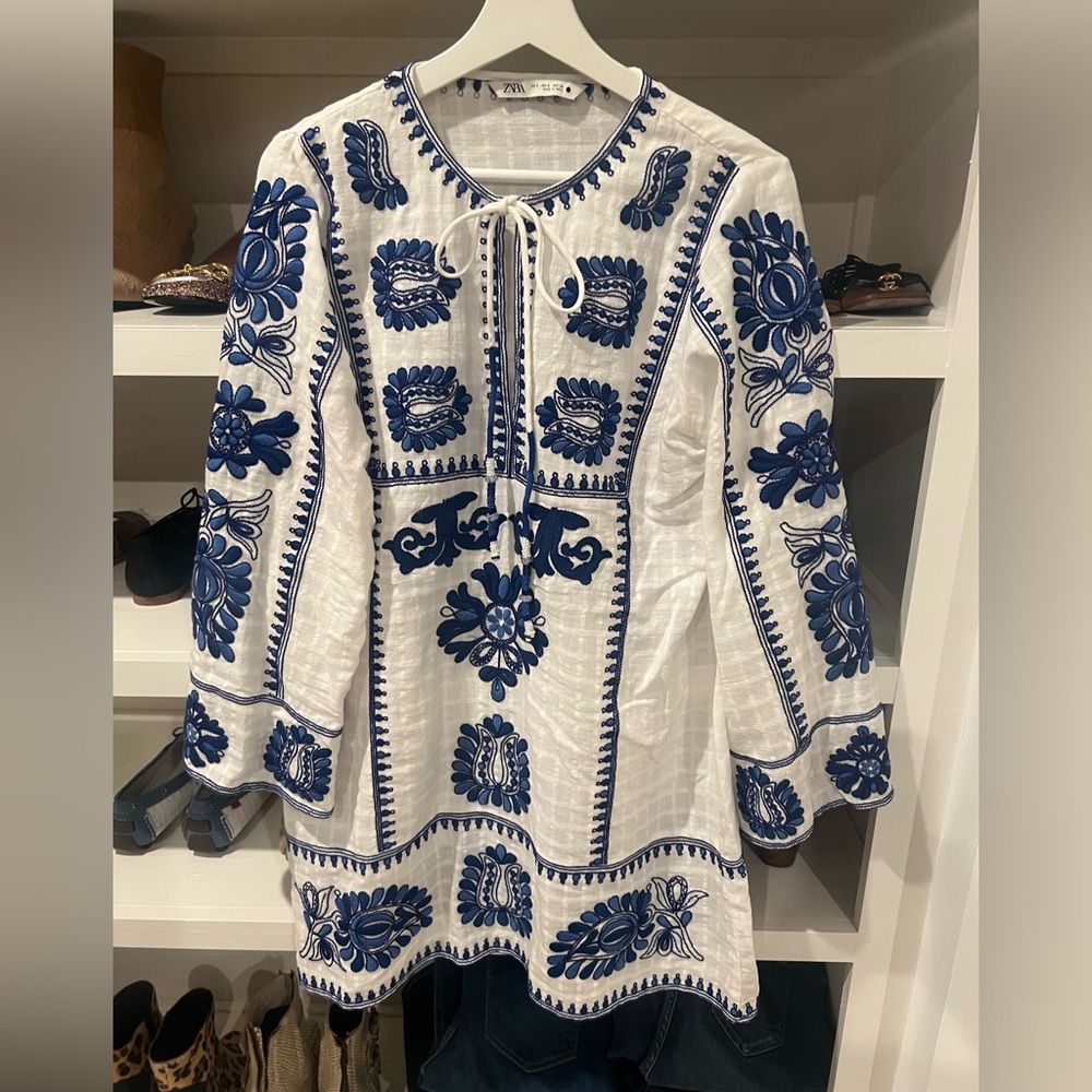 Zara embroidered dress